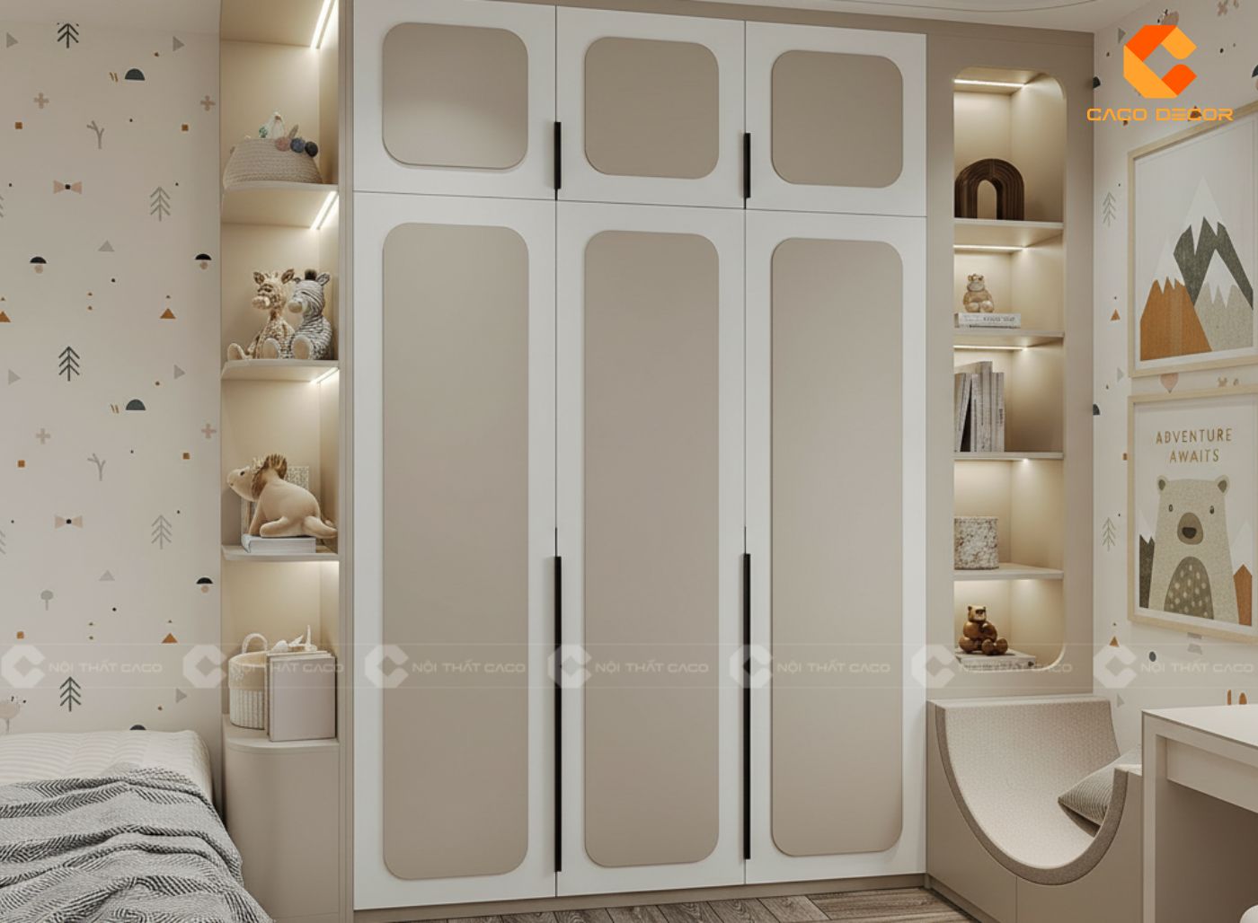 Tủ quần áo trẻ em thiết kế dễ thương